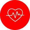 Heart icon with heartbeat line symbolizing ongoing care and regular dental cleanings to prevent heart diseas